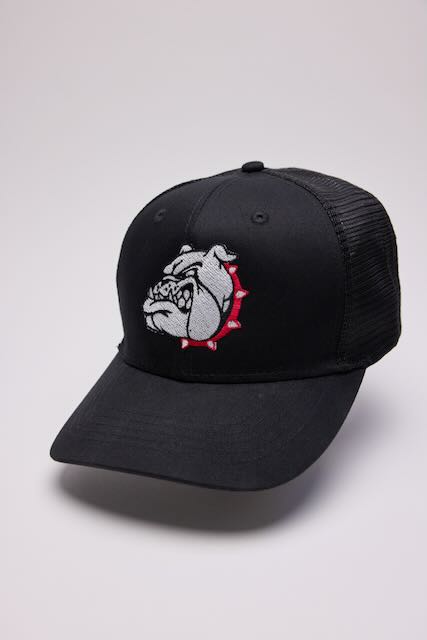 Threadify Shop black bulldog embroidered hat with mesh back and curved brim